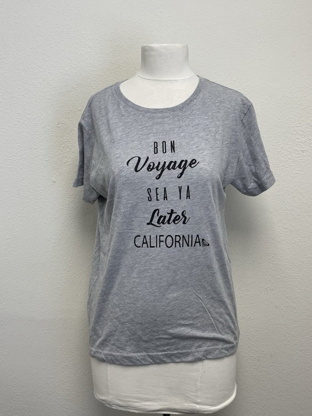 Roxy Bon Voyage Sea Ya Later California Grey Short Sleeve Crewneck Graphic Tee M